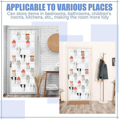 Over the Door Shoe Organizer, Cruise Essentials for Closet & Pantry,40Over The Door Shoe Organizer with Crystal Clear Pockets and Metal Hooks – Heavy Duty Hanging Shoe Storage Rack for Bathroom