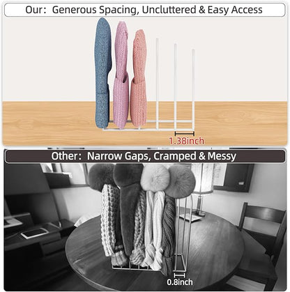 2 Pack White Metal Beanie Organizer for 12 Hats, Vertical Knitted Hat Display Stand for Multiple Hats, Beanie Storage for Closet Entryway Desktop Bedroom