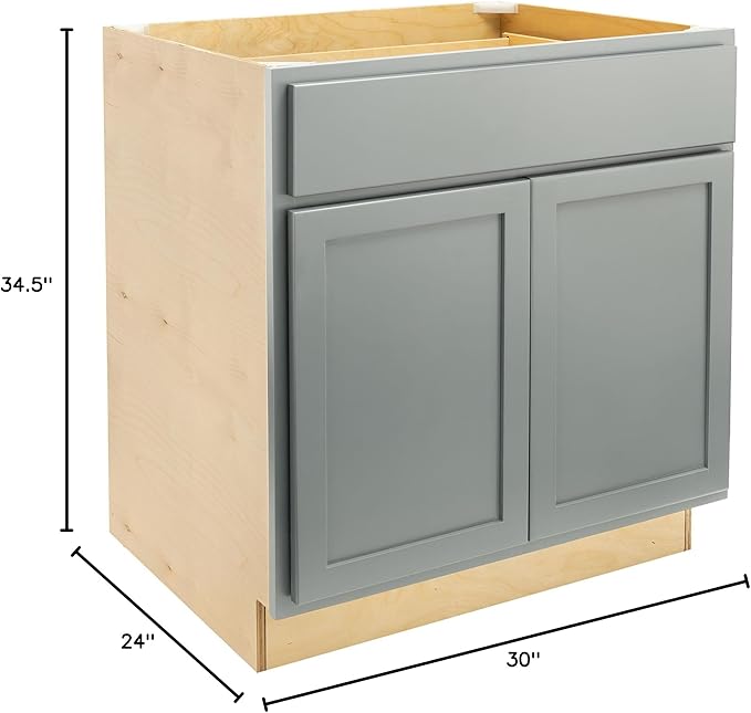 Quicklock RTA (Ready-to-Assemble) | Base Kitchen Cabinets - Shaker Style | Made in America (Magnetic Gray, 30" Wx34.5 Hx24 D Base)