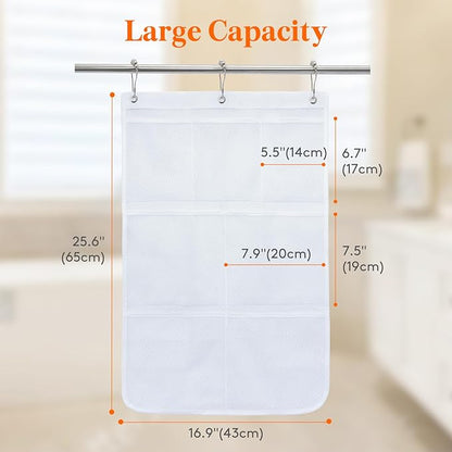 Lifewit Cruise Essentials Shower Caddy Must-Have, 7 Pockets Hanging Bathroom Organizer with Quick-Dry Mesh, Portable Shower Bag to Storage Soap, Shampoo, for RVing, Travel, Camping, White, 1 Pack