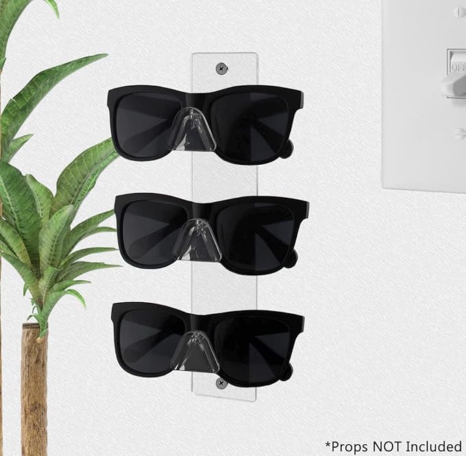 Marketing Holders 12 Pack Eyeglass Holder Clear Acrylic Wall Mount Glasses Display with Hanging Hardware 3 Pair Multi Tier Sunglass Rack for Retailers Commercial or Home Use
