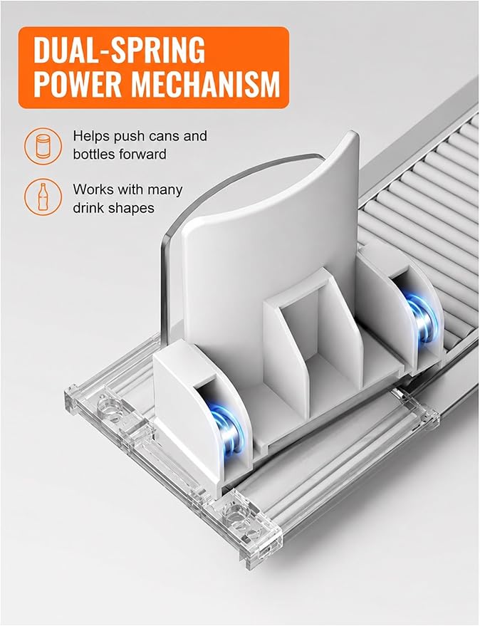 Automatic Can Dispenser for Refrigerator, Beverage Can Organizer Rack, Rolling Soda Drink Holder, Fridge Storage for Soda, Beer and Energy Drink Cans(7.5 x 31 cm)