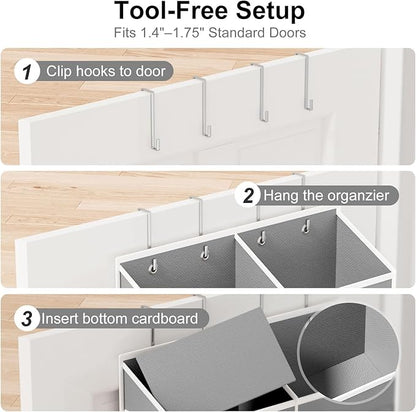 Over the Door Hanging Organizer - Hanging Closet Organizer and Storage with Large Pockets, Swing-proof Behind The Door Organizer for Bathroom Nursery Room Essentials (Grey, 1 Pack - Extra Large)