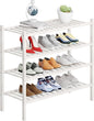4 Tier Bamboo Shoe Rack Storage Organizer for Closet, Multifunctional Stackable Free Standing Shoe Shelf Organizer for Small Space,Entryway, Hallway, Bathroom27 x11 x26(White, 4 Tier)
