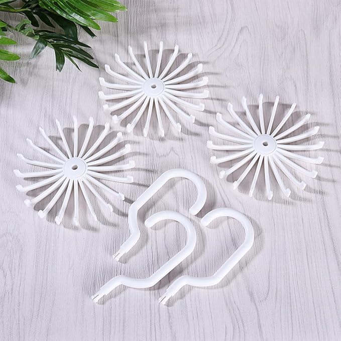 SEWACC 2pcs Rotating Neck Tie Holder Rotatable Plastic Closet Tie Hanger Belt Scarf Organizer Hooks Space-Saving Necktie Rack for Home Storage