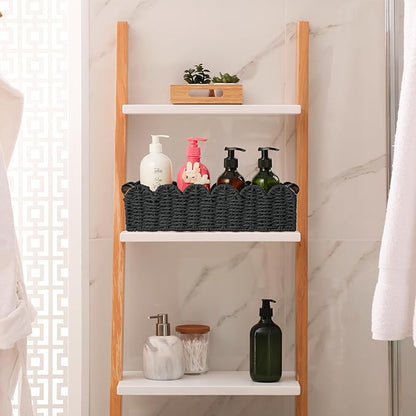 Toilet Paper Storage Basket Bathroom Counter Organizer Wicker Baskets for Organizing Cute Basket for Bedroom Nursery Room Kitchen Bathroom Decor -Black