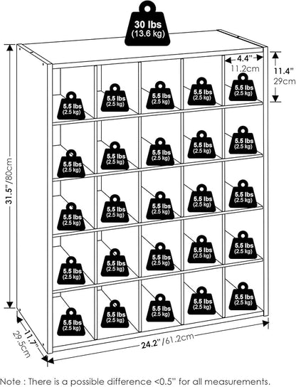 Furinno FANO Shoe Rack, 25-Cube Shoe Organizer, Stackable Shoe Storage, 11.7 x 24.2 x 31.5, for Closet Entryway, Office, Garage, Black Dark Oak