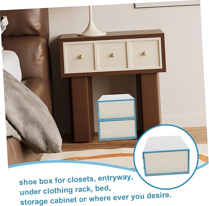 6pcs Shoebox Storage Case for Women Stackable Plastic Shoe Containers for Home Dorm Small Spaces