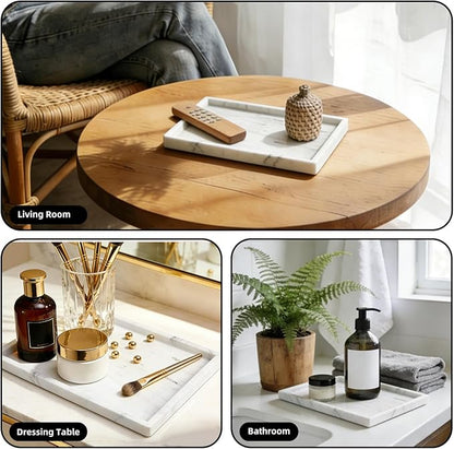 Yew & Tulip Natural Marble Vanity Tray, Nature White Marble with Spots Serving Tray for Bathroom, Kitchen, Vanity, Home Decor, Wedding etc. (12" x 8" x 1.2")
