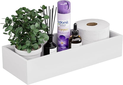 ZHWS Toilet Paper Basket, Bathroom Basket, Toilet Tank Tray for Storage Toiletries, Back of Toilet Organizer, Bathroom Vanity Tray for Makeup, Decorative Tray, Toilet Tank Basket 15" x 6" x 3 White