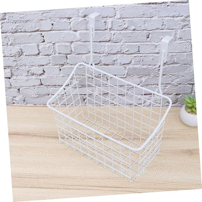 Over Door Hanging Storage Rack White Organizer for Kitchen Bathroom and Office Space Saving Basket for Cabinets Easy to Install Ventilated Design
