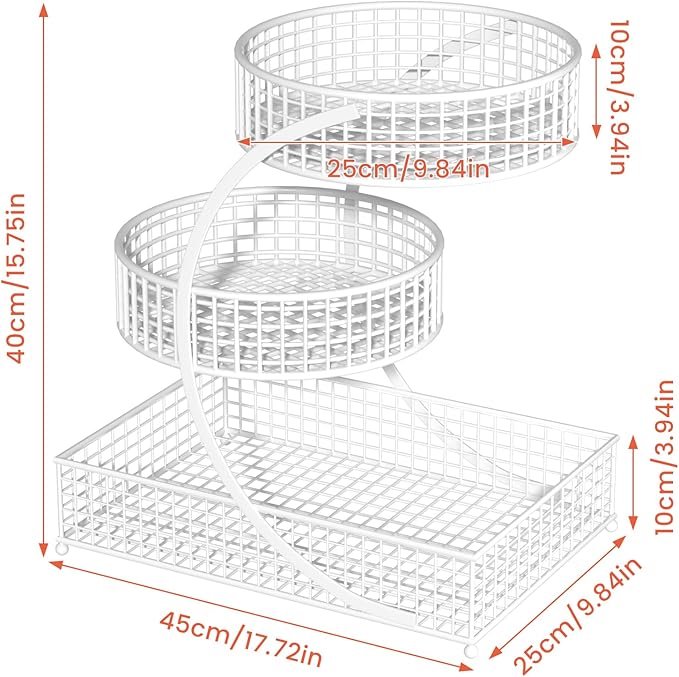 AMANKA 3-Tier Metal Cosmetic Organizer,Cosmetic storage rack for vanity tables,Multipurpose Metal Bathroom Organizers and Storage, Use Countertop Organizer for perfume/makeup/Vegetables (WHITE 1)