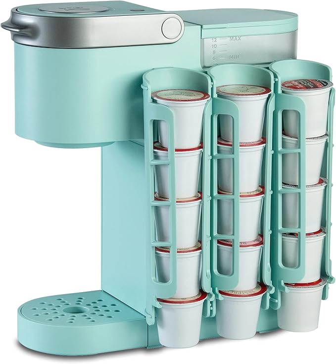 K Cup Holder for Keurig K-cup,Coffee pod Storage, Side Mount | Wall Mount, Perfect for Small Counters (3 Rows/For 15 K Cups, OASIS BLUE)