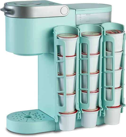 K Cup Holder for Keurig K-cup,Coffee pod Storage, Side Mount | Wall Mount, Perfect for Small Counters (3 Rows/For 15 K Cups, OASIS BLUE)