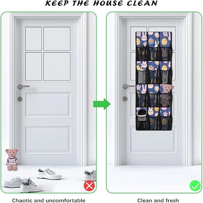 Easter Egg Over the Door Shoe Organizer 12 Mesh Pockets Sturdy Oxford Fabric Shoe Rack for Door Foldable Shoe Storage Organizer
