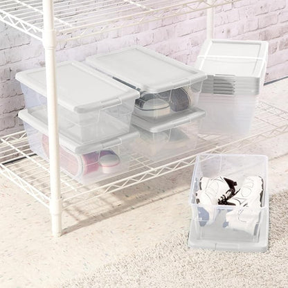 Sterilite 36-Pack 6 Quart Storage Box, Stackable Clear Plastic Bins with Snap-On Lids - Heavy-Duty Organizing Containers for Closet, Bathroom, and Office