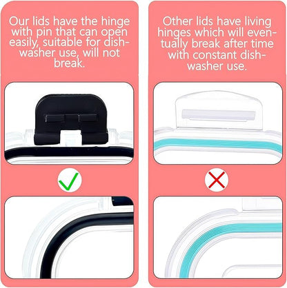 Bariatric Meal Prep Containers, 8 oz Glass Bariatric Portion Control Containers with Two 4 oz Compartments (3 Pack), Reusable Lunch Box Bento Box with Lids, Glass Snack Containers with Lids