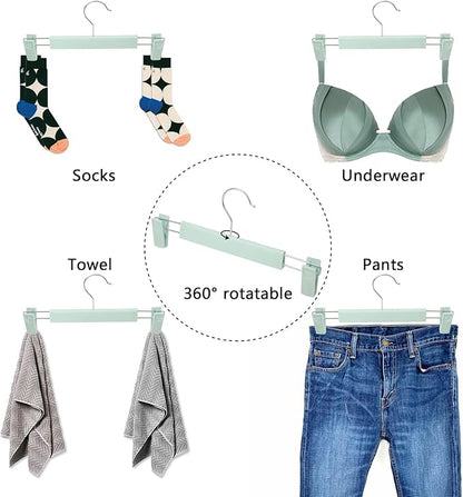 NORTHERN BROTHERS 30 Pack Plastic Pants Hangers with Clips, Adjustable Non-Slip Skirt Hangers for Women, Closet Hangers for Trousers & Shorts, Green