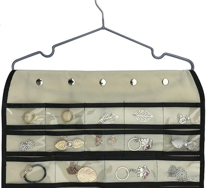 BB Brotrade Hanging Jewelry Organizer,Accessories Organizer,56 Pocket Organizer for Holding Jewelries (Beige-56 Pockets)