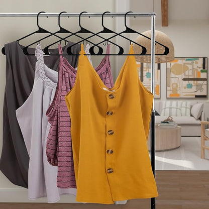 Royale Linens Plastic Hangers 20 Pack - Black Clothes Hanger with Hooks – Heavy Duty Space Saving Coat Hangers Ideal for Everyday Use for Tops, Skirt, Dress, Shirts, Pants