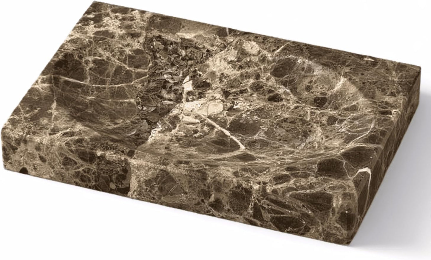 Marble Soap Dish for Shower - Stone Soap Tray Holder, Natural Soap Bar Holder Countertop Caddy, Marble Bathroom Accessories (Emperador Dark)