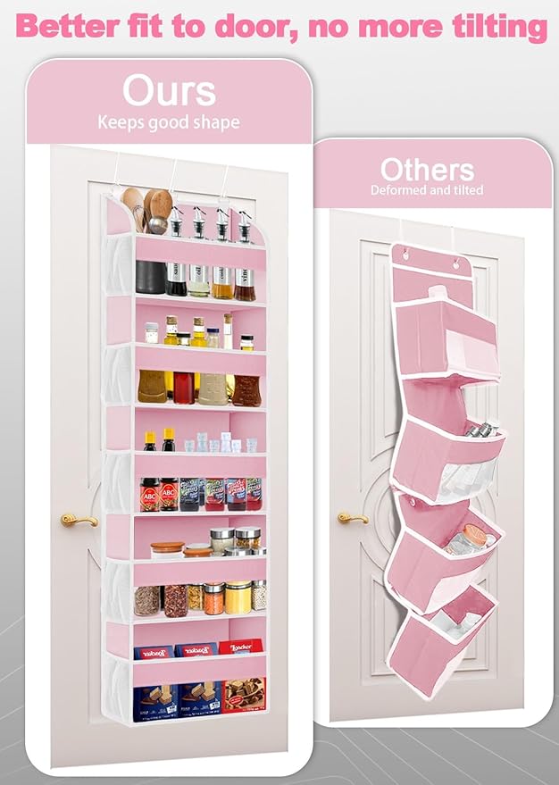 TAHAVICE 2 Pack Over The Door Storage Organizer with 5 Pockets 10 Mesh Pockets, 44 lbs Weight Capacity Door Hanging Organizers and Storage for Bedroom,Bathroom,Nursery,Kidroom,Babyroom
