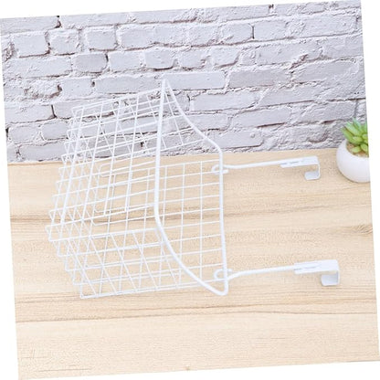 MAGICLULU White Over Door Cabinet Storage Basket Organizer Rust Resistant Hanging Rack with Ventilated Hollow Design Easy Install for Kitchen Bathroom Office Storage