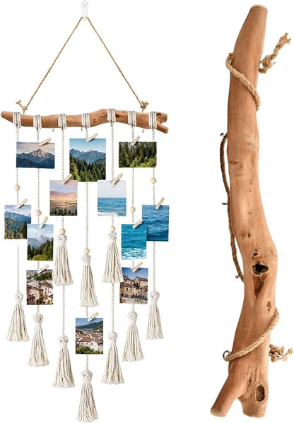 15Inch Driftwood Wall Hanging Jewelry Organizer - Rustic Wood Tree-Shaped Wall Decor with 5 Hooks for Rustic, Boho & Farmhouse Home