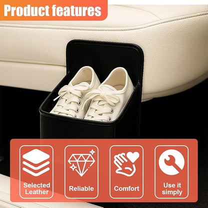 YoRise Car Shoe Storage Organizer, Multifunctional Leather Car Shoe Organizer for Ladies High Heels, Waterproof Shoe Storage Box, Trunk Container for Most Cars (Black)