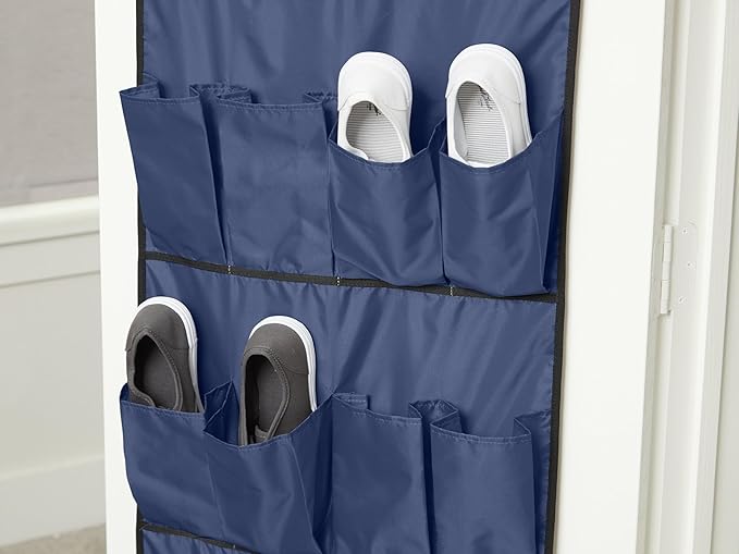Covermates Keepsakes Over the Door Shoe Organizer – Heavy-Duty Hanging Footwear Storage with 20 Pockets and Stainless Steel Hooks – Space-Saving Closet & Bedroom Organization, Blue