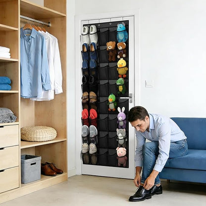 40-Pocket Over the Door Shoe Organizer, 2PCS Hanging Shoe Rack for Closet Door,Shoes Storage Holder Hanger with Large Mesh Pocket for Women Men Shoes,Flip Flops (Black2)