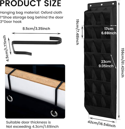 US Over the Door Shoe Organizer Oxford Cloth Over the Door Shoe Rack 24 Compartments Hanging Door Shoe Rack Foldable Hanging Shoe Organizer Over the Door Shoe Storage for Shoes Sneaker(black)