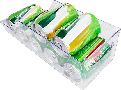 Dependable Industries inc. Essentials Refrigerator Soda Can Organizer for Fridge and Pantry – Clear Plastic Drink Dispenser Bin Holds 9 Standard 12 oz Cans