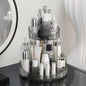 2 tier Makeup Organizer Countertop,360 Rotating Makeup Organizer for Skincare, Lipstick and Perfumes,Multi-function Cosmetic Display Cases for Vanity,Bathroom,Grey