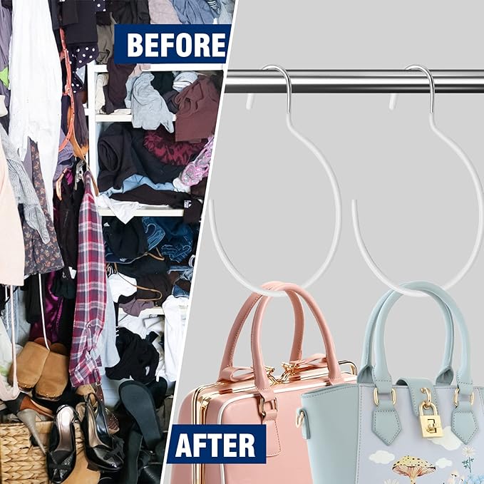 5 Pieces Non-Slip Tie Hanging Hooks Scarf Ring Hanger Belt Organizer Closet Accessories Organizer for Ties Scarves Belts and Jewelry (White)