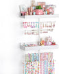 Keebofly Wall Mounted Jewelry Organizer with 2 Tired Shelves & Ring Holder- Jewelry Holder Wall Storage Display for Earrings, Necklace, Bracelet, Hair Accessories for girls in Bathroom Bedroom, White