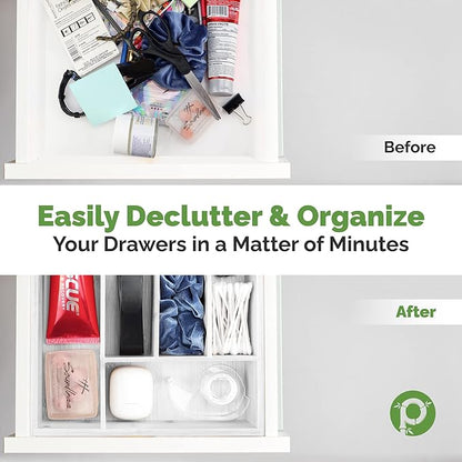 Pristine Bamboo Kitchen Drawer Organizer - Drawer Utensil Organizer and Cutlery Tray - Flatware and Silverware Holder (5-Slots, White)