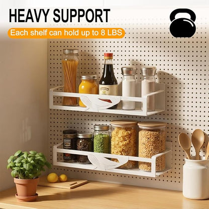 Magnetic Spice Rack for Refrigerator, 4-Pack Metal Seasoning Organizer for Kitchen Storage Organization, Space Saving Magnetic Shelf for Fridge, Pantry, Laundry Room, White