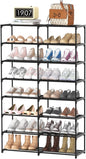 Large Shoe Rack Organizer, 2-Row 8-Tier Tall Shoe Storage Shelf for Closet, Entryway, Garage, Metal Free Standing Shoe Holder for 28-32 Pairs Shoes, Sturdy Stackable Shoe Stand for Bedroom