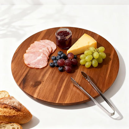 16" Acacia Wood Turntable Organizer | Lazy Susan for Table Top, Cabinet or Pantry | Wooden Rotating Tray for Kitchen Countertop, Durable, Easy to Clean, No Assembly Needed