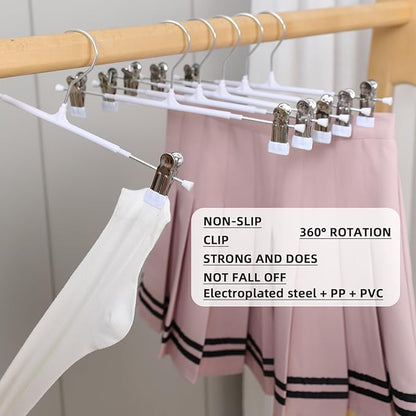 Non-Marking Anti-Slip Pants Hanger and Clip, Space-Saving, for Jeans, Long Pants, Skirts and Shorts - Durable (20, Black)