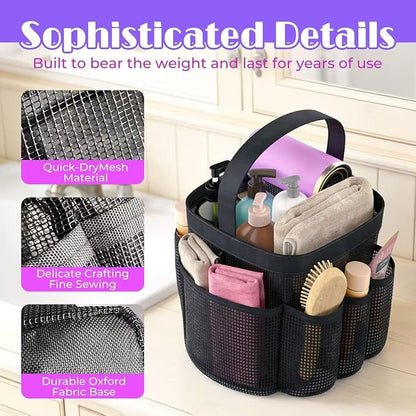 Mesh Shower Caddy Portable with 8 Upgraded Deeper Pockets,Hanging Caddy Dorm Basket, Quick Dry Shower Bag