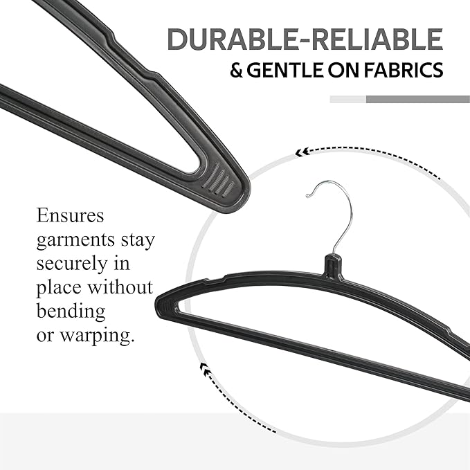 Kuber Industries 12 Piece Plastic Hanger, Black