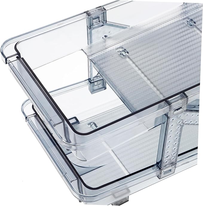 Double Tier Beverage Organizer Rack Rolling Soda Can Holder for Refrigerator Convenient Beer and Drink Dispenser Space-saving Storage for Kitchen and Pantry