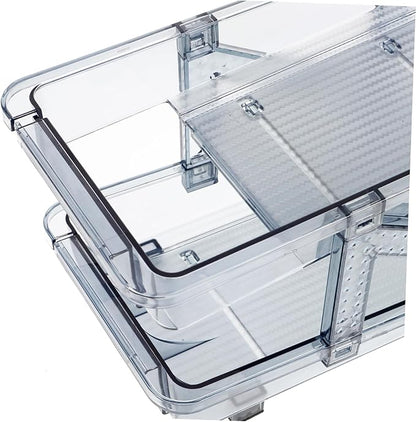 Double Tier Beverage Organizer Rack Rolling Soda Can Holder for Refrigerator Convenient Beer and Drink Dispenser Space-saving Storage for Kitchen and Pantry