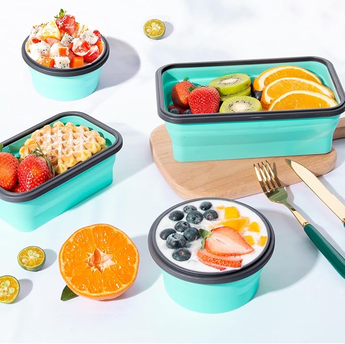 Sudaya 16 Pack Collapsible Food Storage Containers With Lids, Collapsible Storage Containers Sets Silicone Collapsible Bowls For Camping, RV Accessories, Travel Trailer Must
