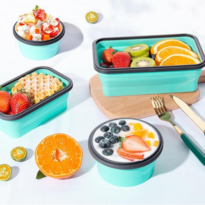 Sudaya 8 Pack Collapsible Food Storage Containers With Lids, Collapsible Storage Containers Sets Silicone Collapsible Bowls For Camping, RV Accessories, Travel Trailer Must