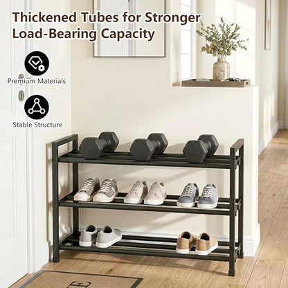 jessie 3-Tier Expandable Shoe Rack, Heavy Duty Metal Freestanding Shoe Shelf Storage Organizer for Entryway Closet Doorway (3 layer)