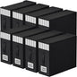 StorageTastic 8 Pack Bed Sheet Closet Organizers and Storage,Sturdy Foldable Storage Containers with Window and Label,Storage and Organization for Bedding Sheets,Duvet Covers,Blankets (Black)