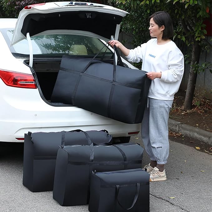 Dorm Packing Bags Black Jumbo Moving Bags Heavy Duty 180L Reusable Comforter Oxford Cloth Size Waterproof Storage Bags (1 Pack)